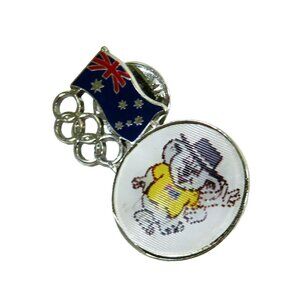 Vintage 1987 Australian Olympic Team Pinback Mascot Koala Bear Willy 1.25" Wide